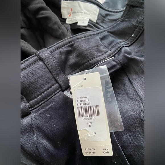 By Anthropologie Silky Cuffed Barrel Pants SIZE S black new nwt SMALL - Picture 6 of 6